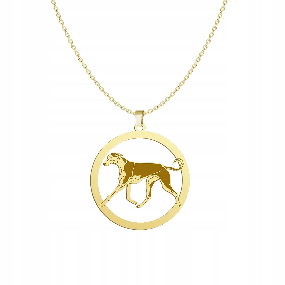 Zlatý náhrdelník s psem Polish Greyhound 925 Řetízek Gravírování Bonus