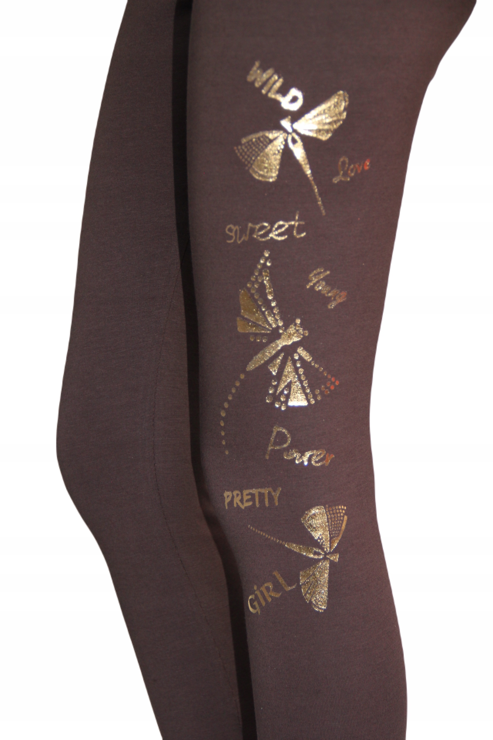 

Legginsy Getry Czekoladowe Złote Ważki r.158