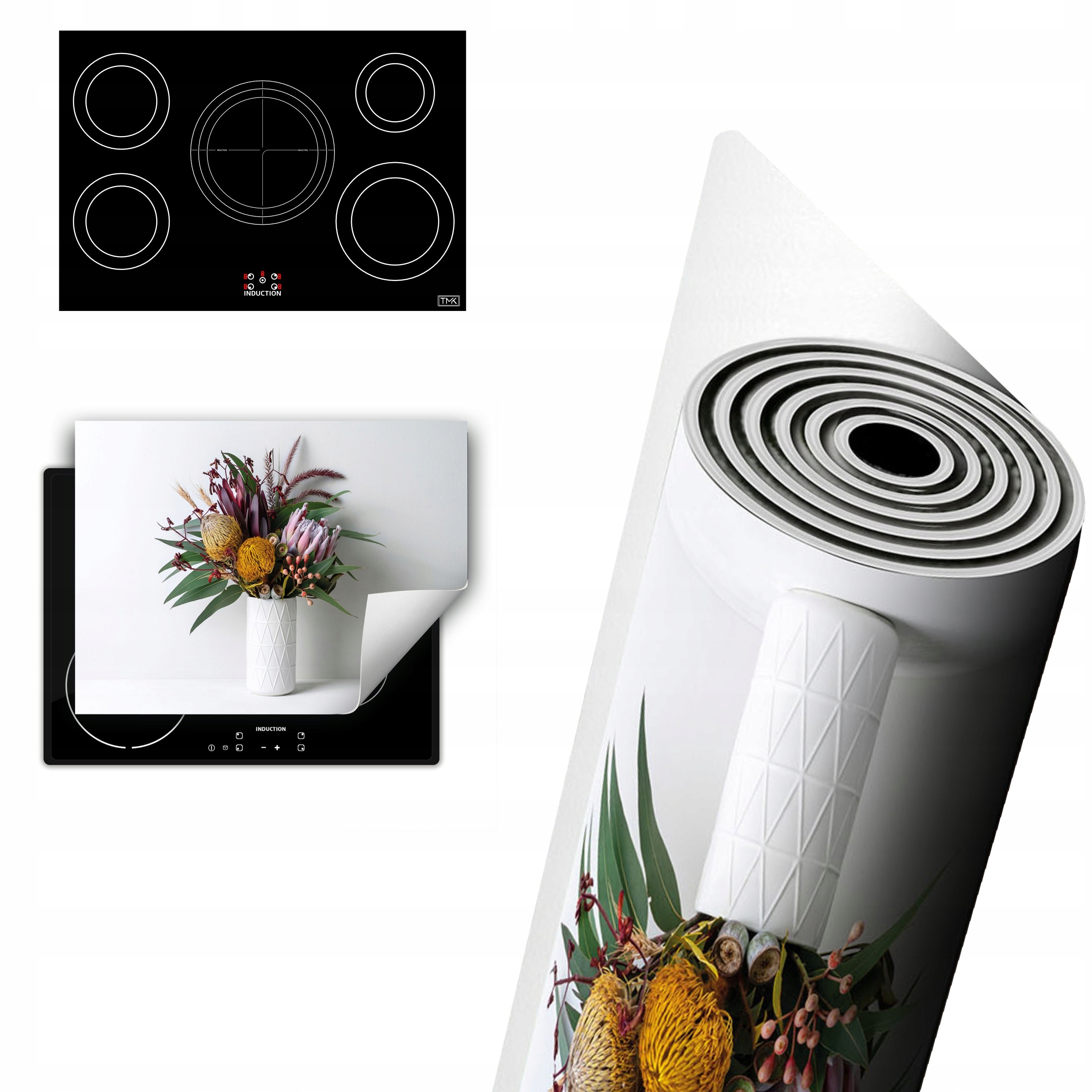 Vinylová Ochrana Na Indukci Desky 80x52 Kytice květin