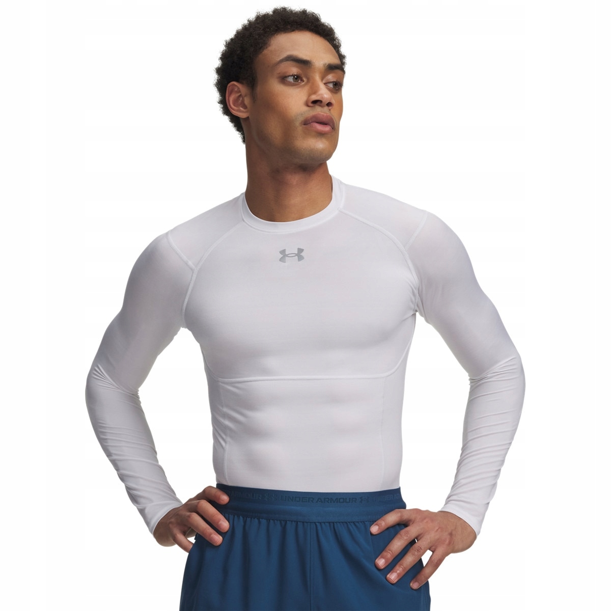 Męski longsleeve trenignowy Under Armour HeatGear Elite Comp Ls Biały XL