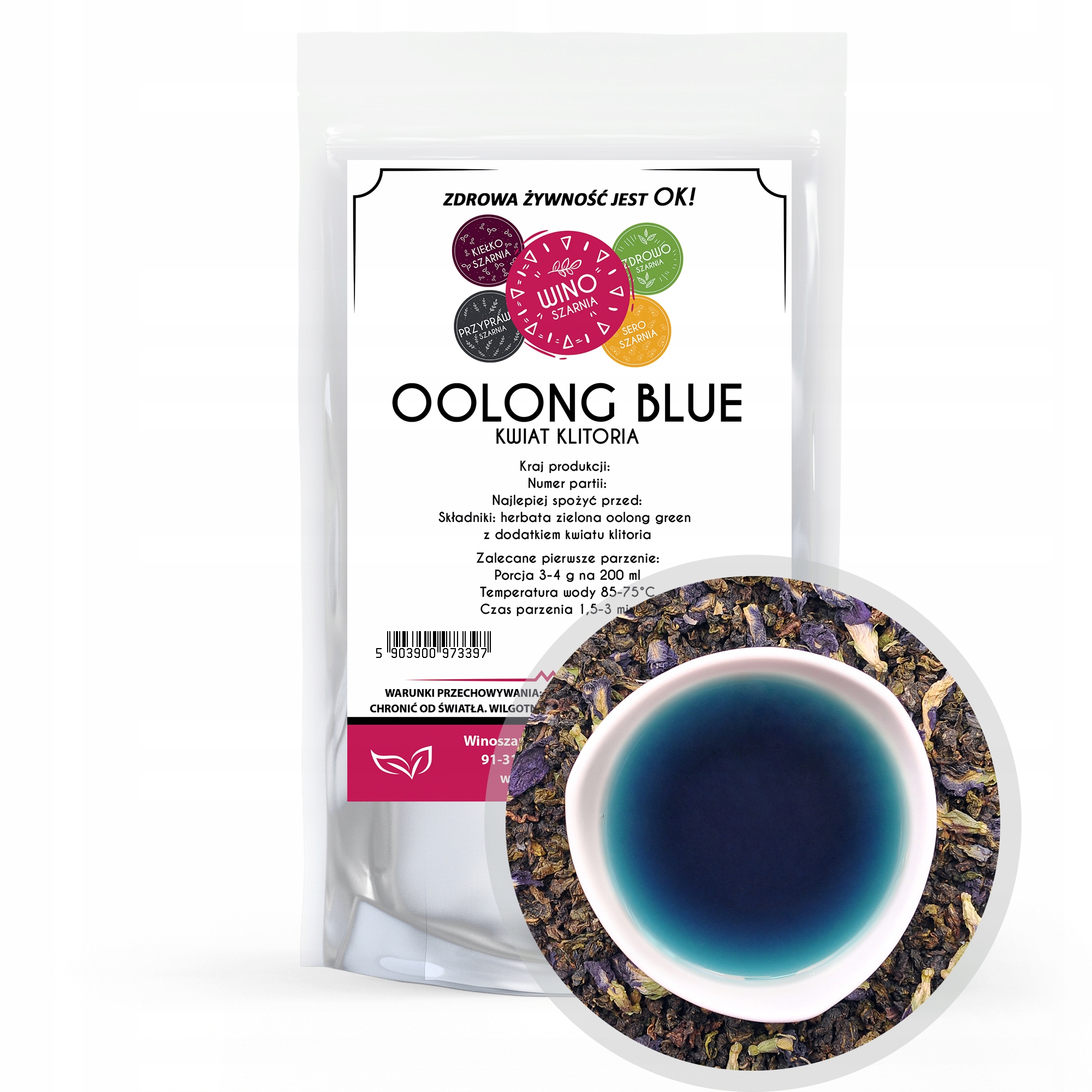 Levně 6 x Winoszarnia Čaj Oolong Blue Modrý s květem Klitoria 50 g