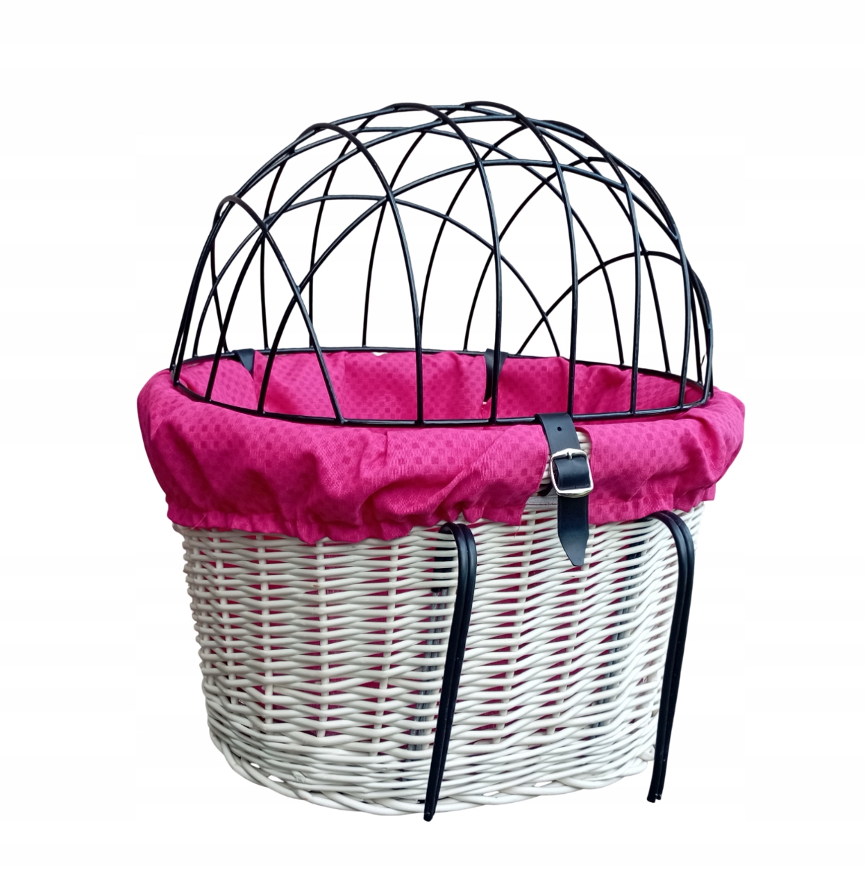 Koszyk wiklinowy na Rower z obszyciem i poduszką Transporter dla Psa do10kg