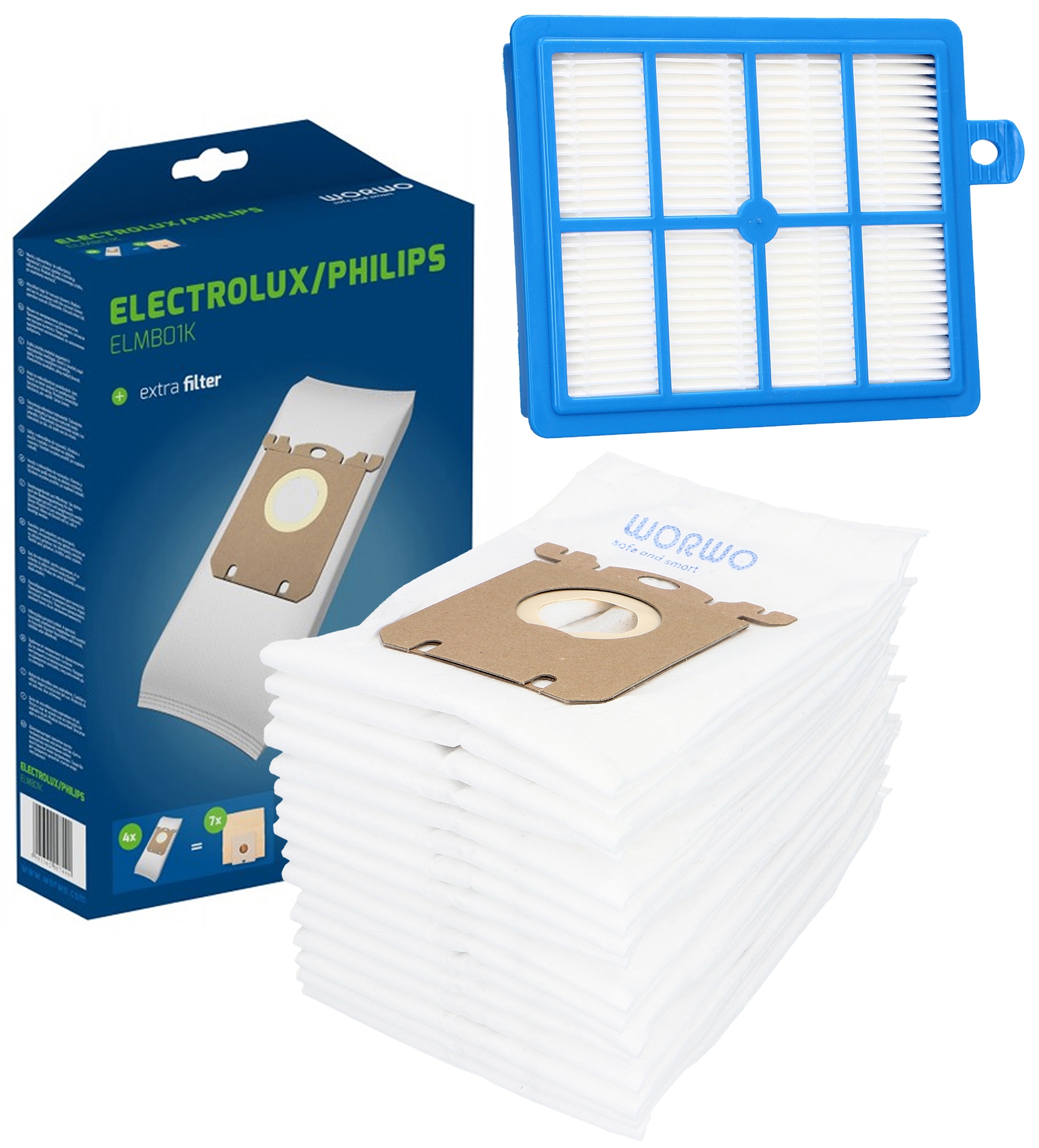 

24x Worki Electrolux Philips S-bag+filtr Hepa H13