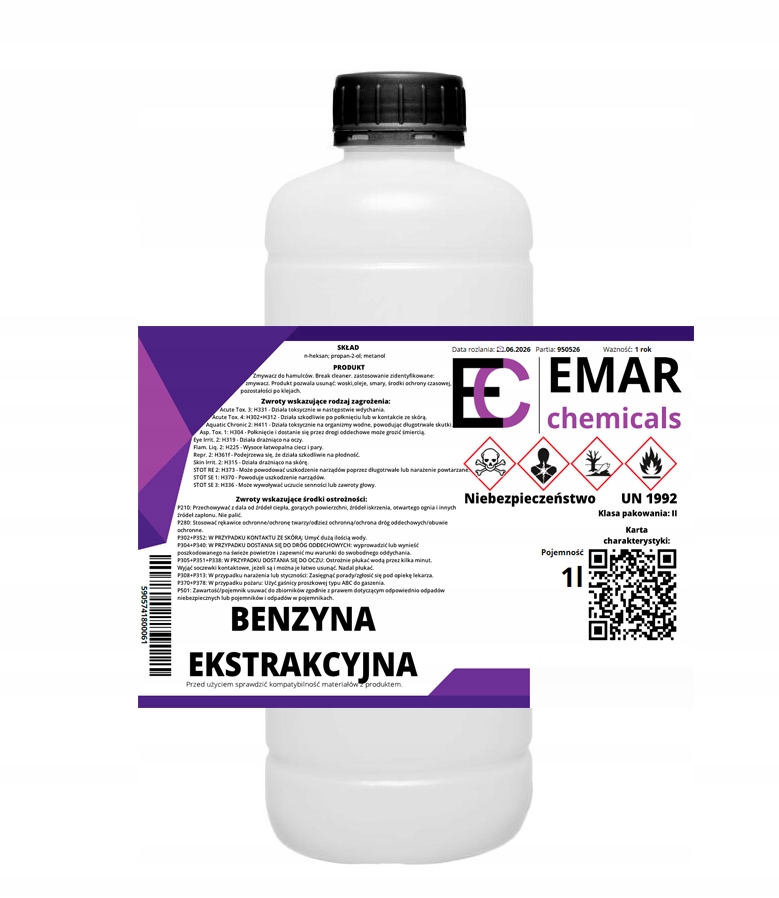 Benzyna ekstrakcyjna 1l Premium do Czyszczenia Odtłuszczania
