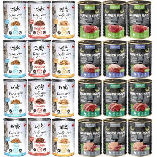 Zestaw dla kota 24x400g: 12x Tuf Tuf 415g 12x Rafi Cat 400g