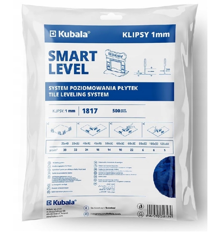 Klipsy Do Poziom.płytek Kubala Smart Level 1.0MM (500SZT) /1817/