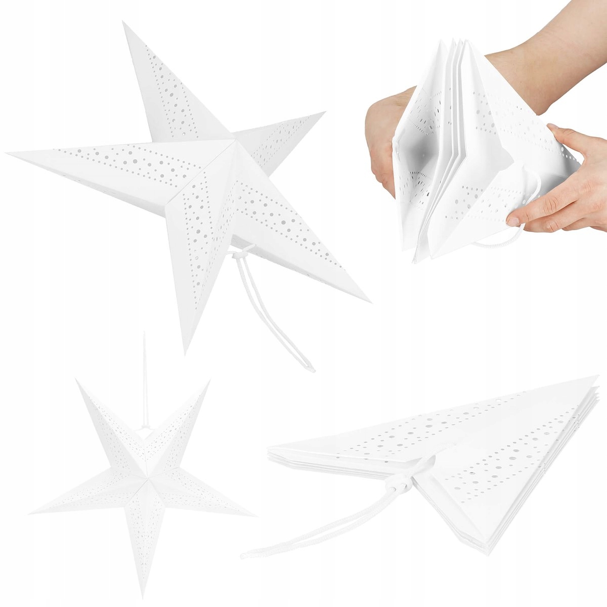 GWIAZDA PAPIEROWA ŚWIĄTECZNA WITRAŻ BIAŁA 3d 60cm EAN (GTIN) 5907719441139