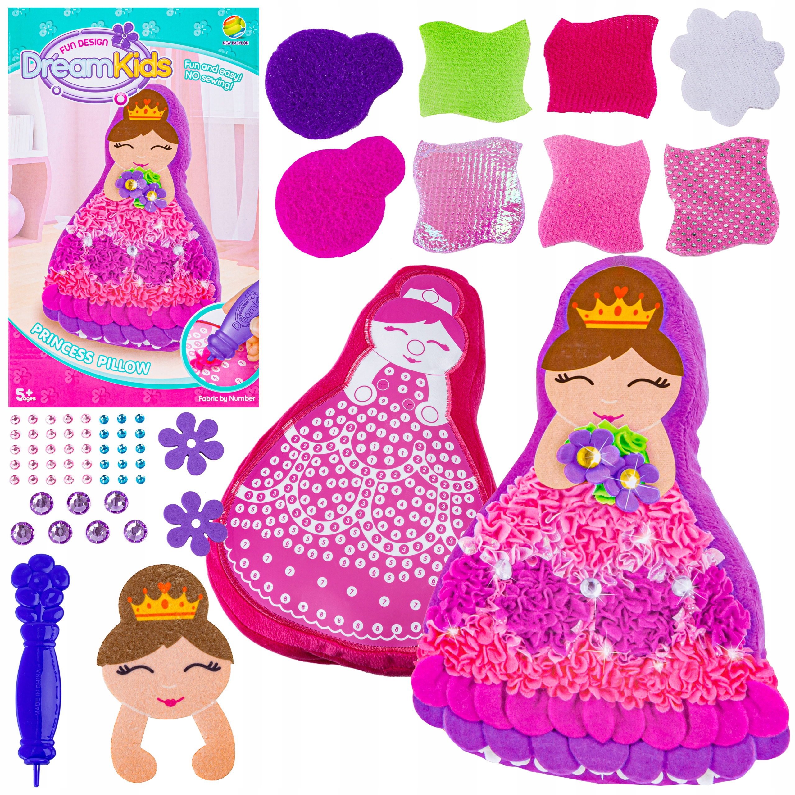 ZESTAW Kreatywny dla Dziewczynki PLUSZOWA LALKA PRZYTULANKA Księżniczka DIY Certyfikaty, opinie, atesty CE