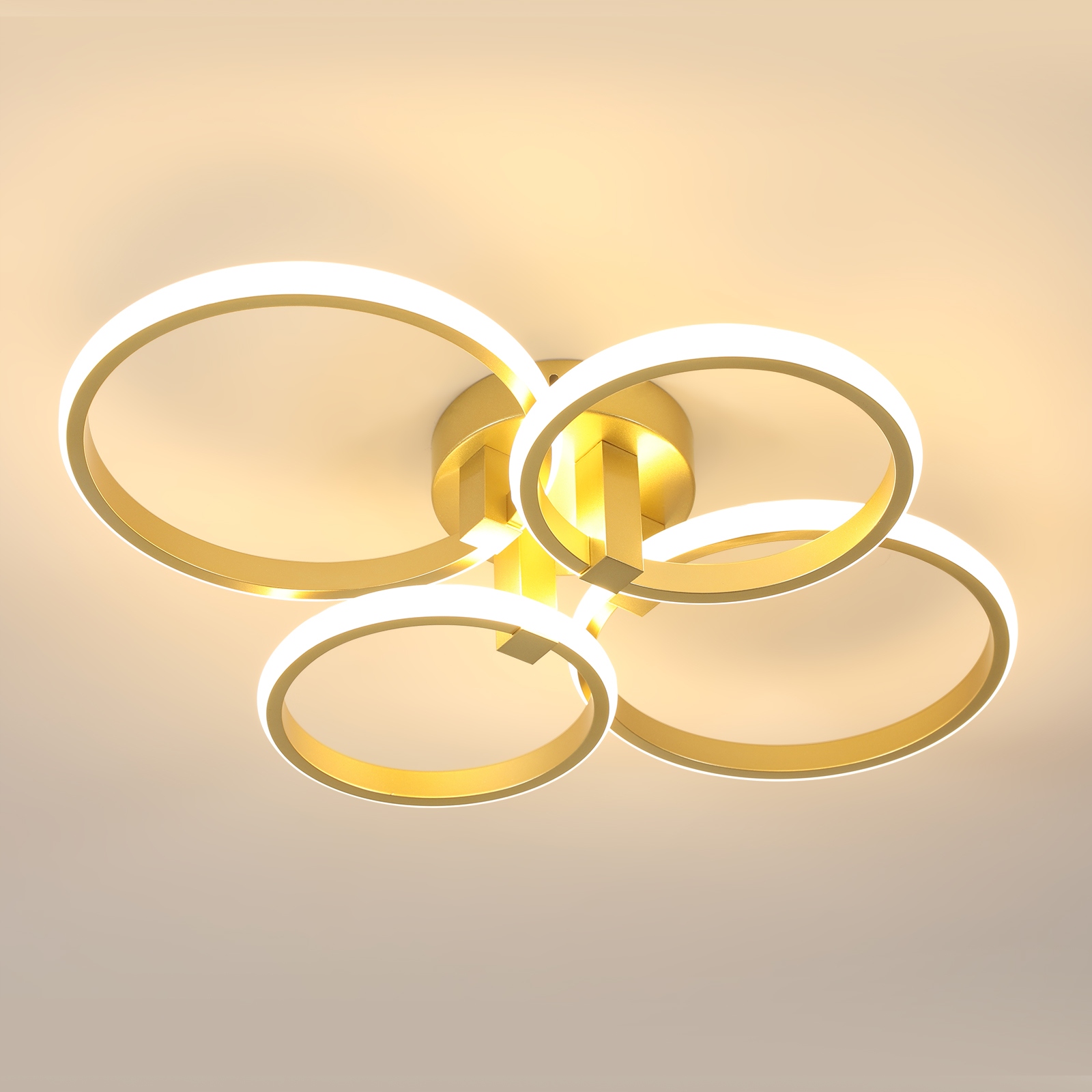 Lampa Sufitowa Złota Wiszaca Led Zyrandol Nowoczesna Do Salonu 56W 3000K