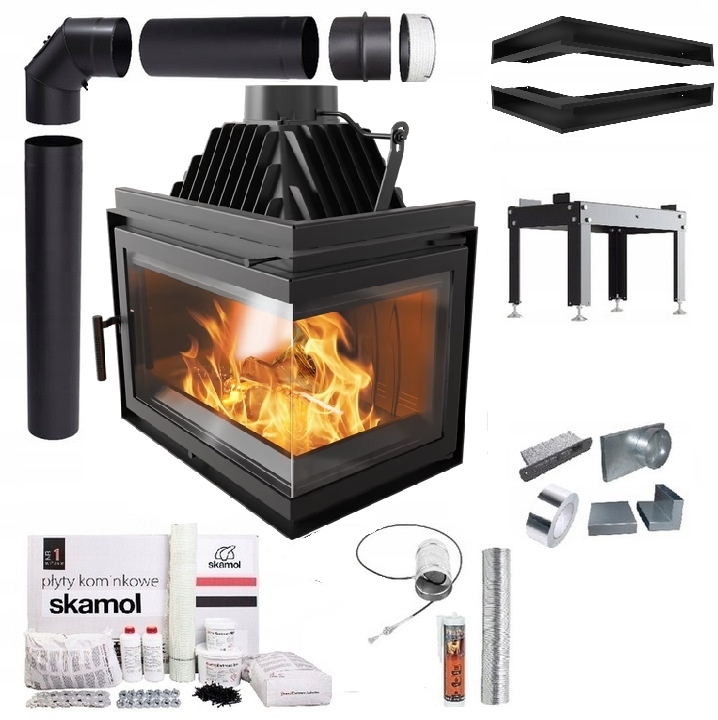 Krbová Rohová Krbová Vložka Simple 15 Pravá Eko Sada Trubky Lufty Desky