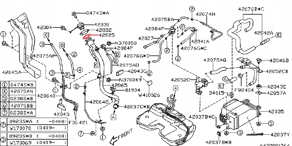 USZCZELKA RURY WLEWU PALIWA SUBARU LEGACY OUTBACK FORESTER IMPREZA TRIBECA Numer katalogowy części 42060GA081