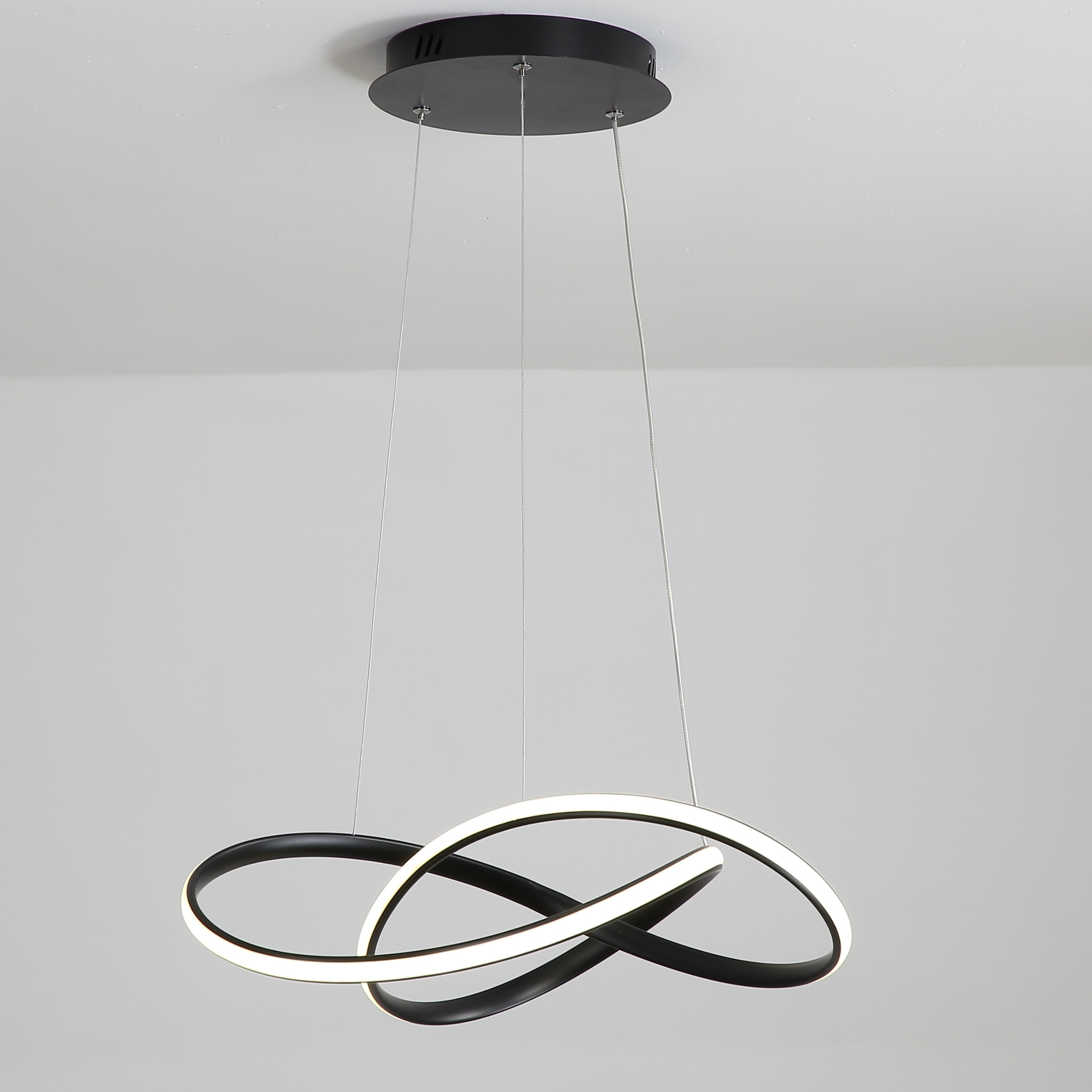 Nastavitelná závěsná lampa Stropní Svítidlo 4000K 50 cm černá 3000/4000/6500K Led