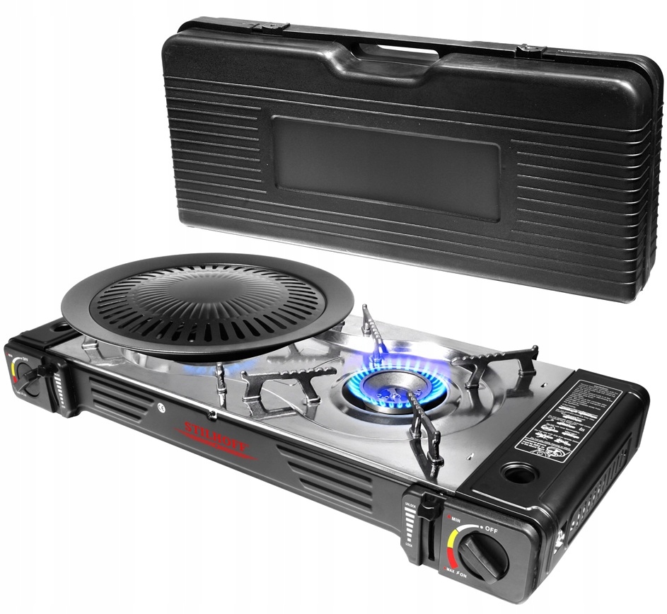 Turistický gril Stilhoff 2 hořáky z nerezové oceli grilovací deska 1