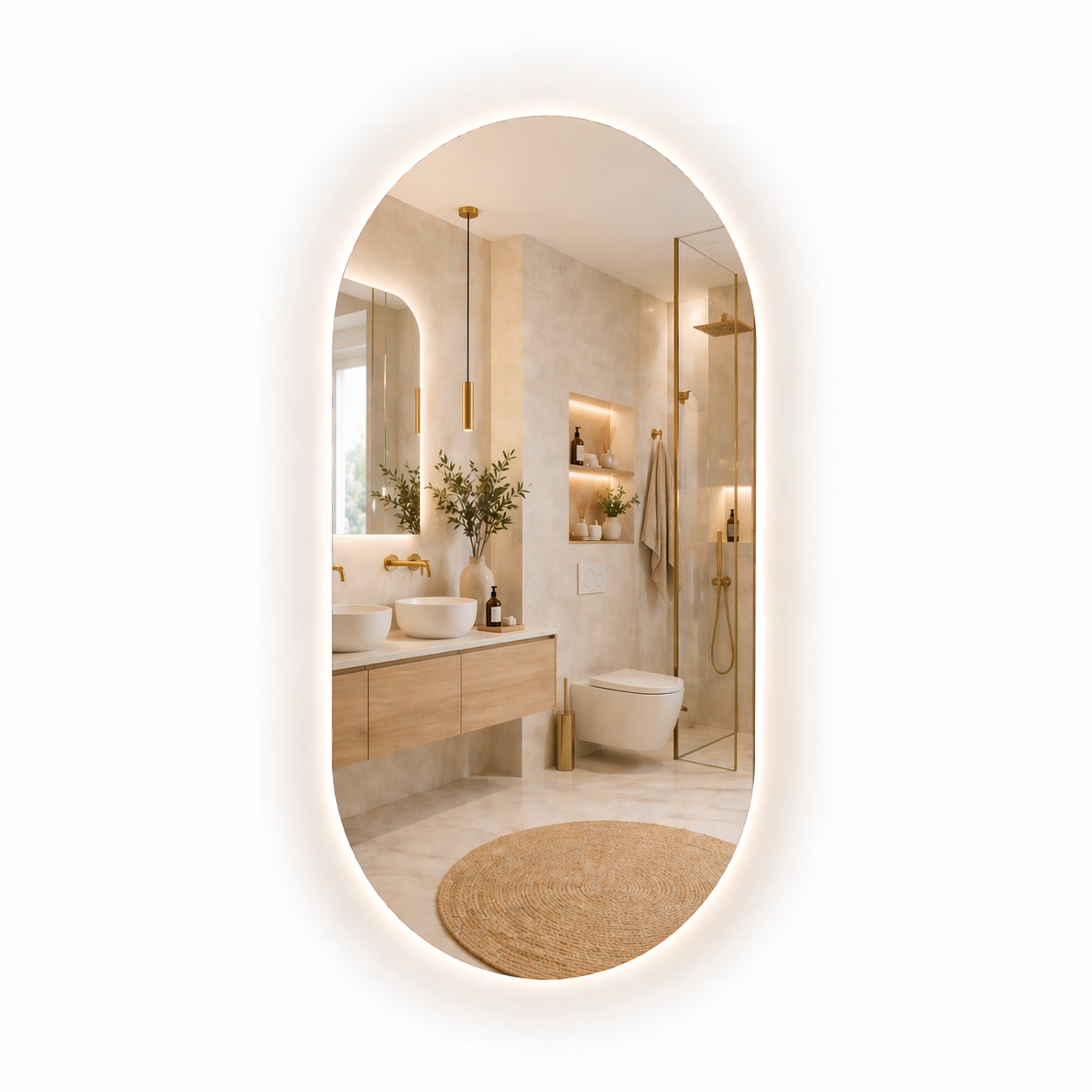 Lustro Led owalne 80 x 160 cm podświetlane ścienne łazienkowe 230V