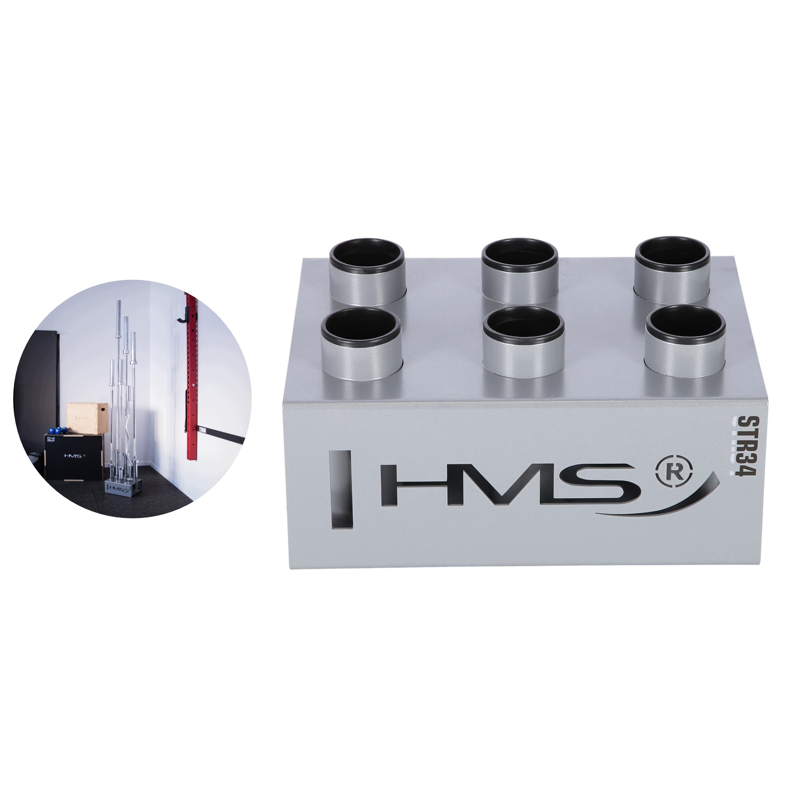 Komerční vertikální stojan na šest olympijských hmatníků 50 mm, ocelový Hms