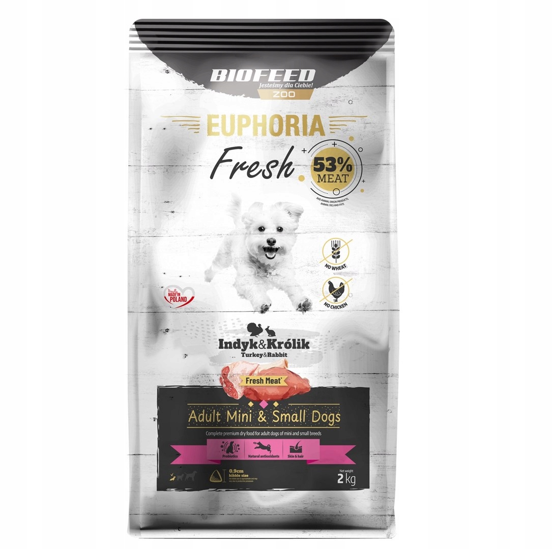Levně Biofeed Euphoria Fresh Meat Adult Mini & Small Krůta a králík 2 kg