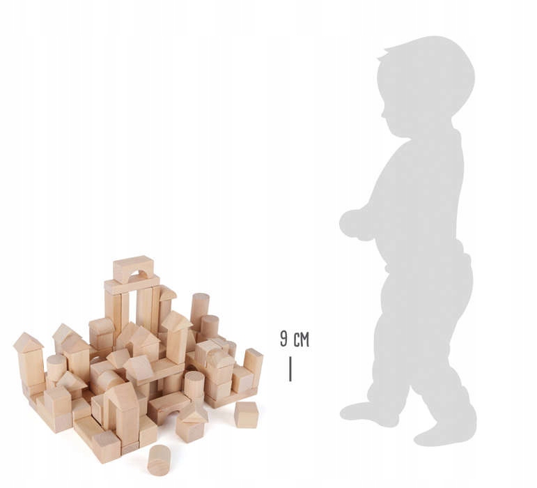 KLOCKI ZESTAW KLOCKÓW DREWNIANYCH 100 ELEMENTÓW O RÓŻNYCH KSZTAŁTACH +WOREK Marka Small Foot