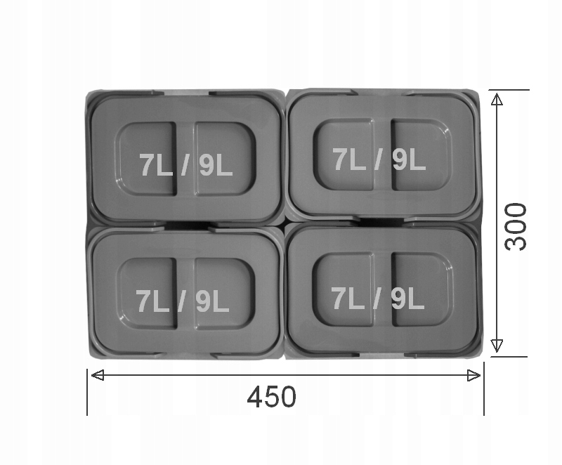 Kosz sortownik segregator pojemnik na śmieci 7L Szerokość produktu 22.5 cm