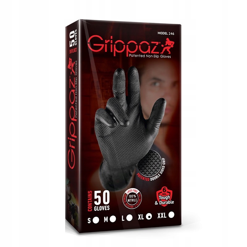 

Rękawice Czarne Mechanika Bardzo Mocne Grippaz XL