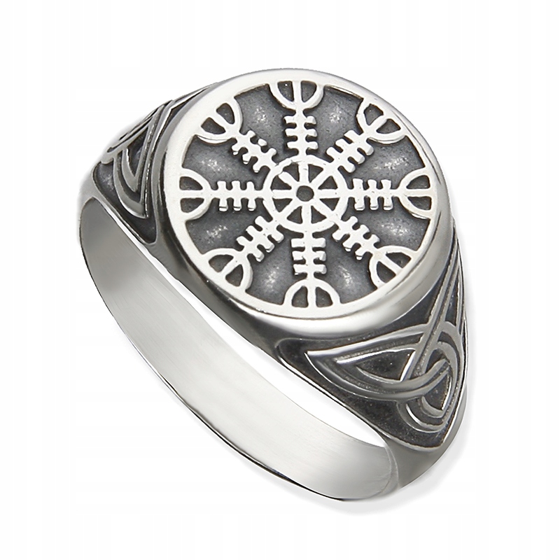 Sygnet Prstýnek Vegvisir Kompas Vikingů vel. 24 Stříbro 925
