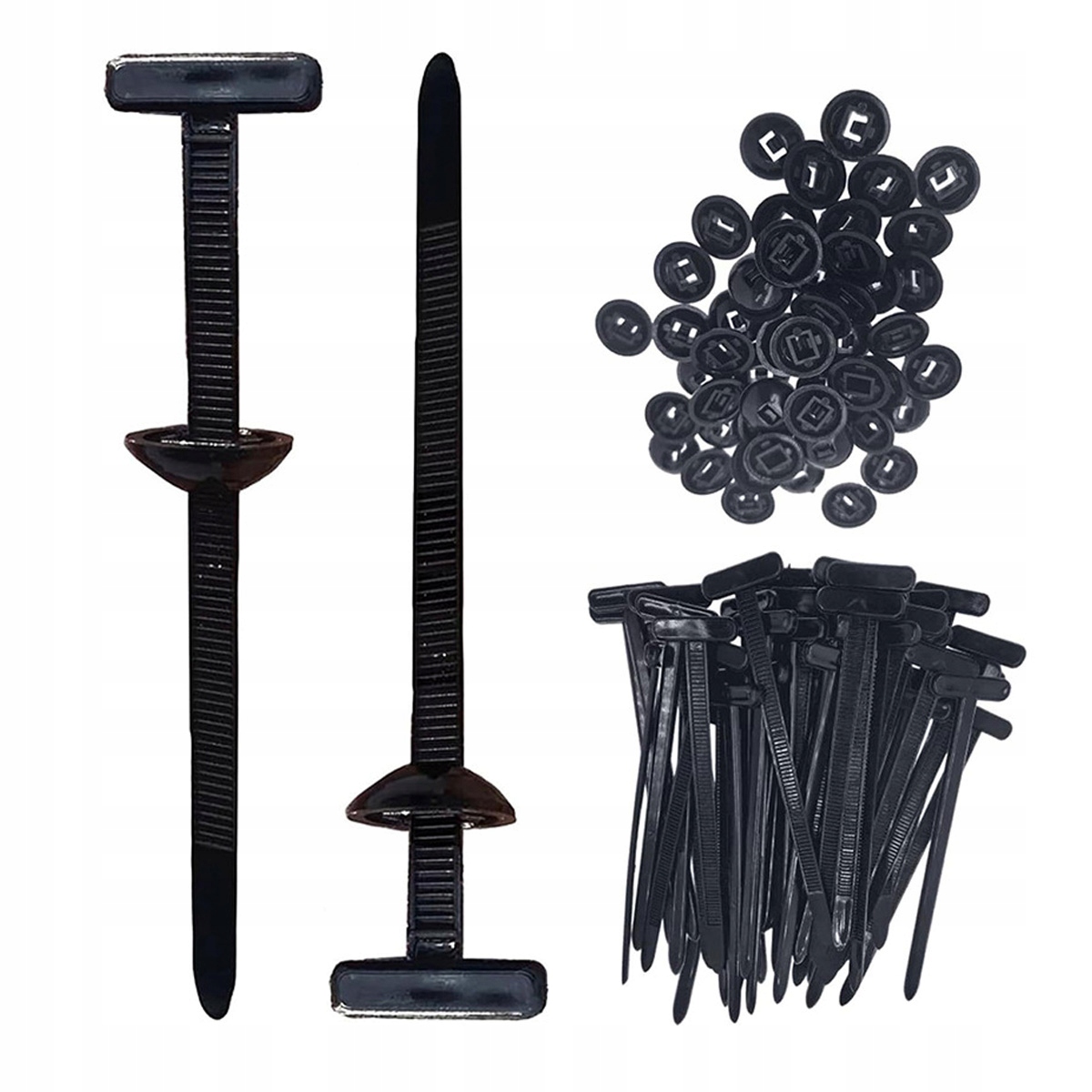 100 szt. Uniwersalnych klipsów T z opaską zaciskową do samochodu