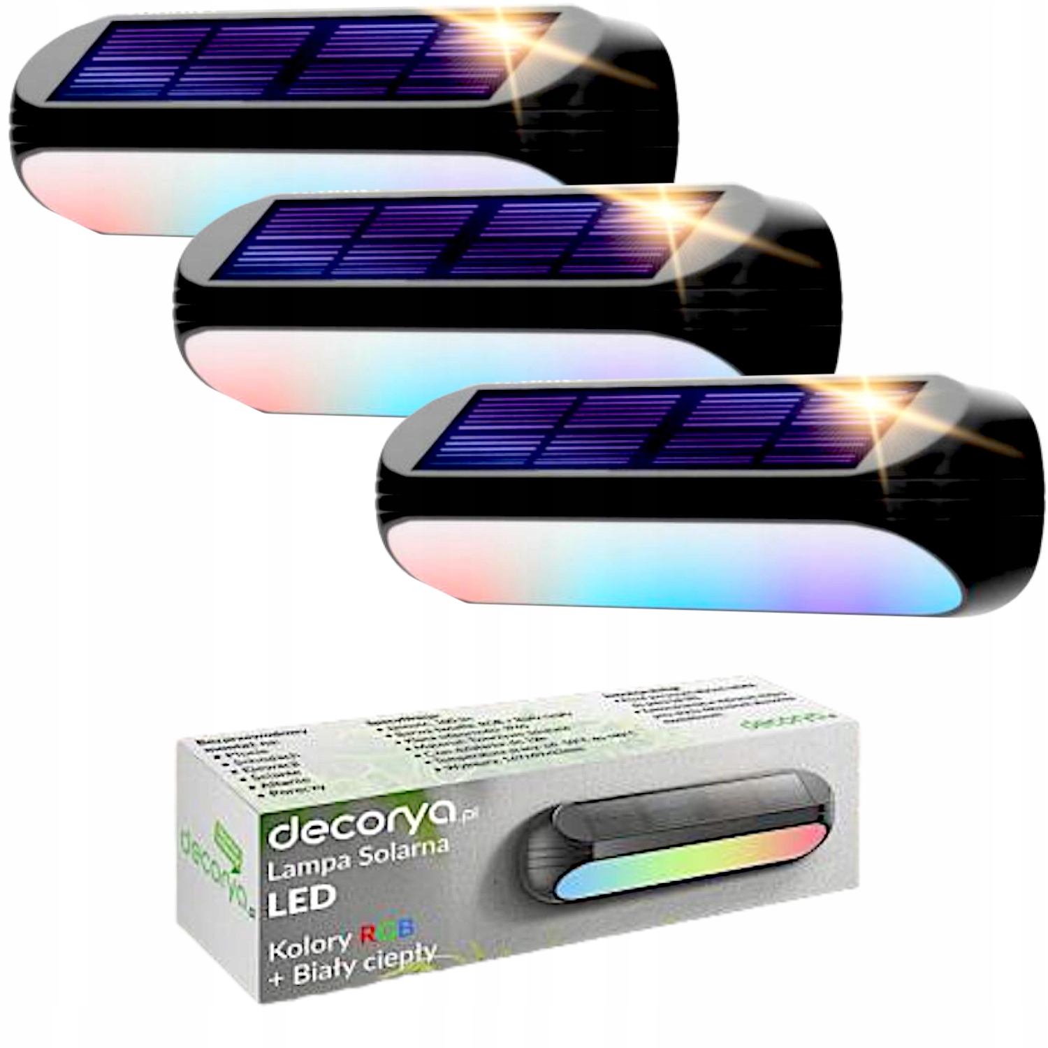 3X Dekorativní Led Solární Nástěnné Svítidlo Rgb, Dekorativní Venkovní Lampa, Senzor