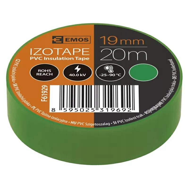 

Taśma izolacyjna zielona 19mm x 20m Emos Pvc