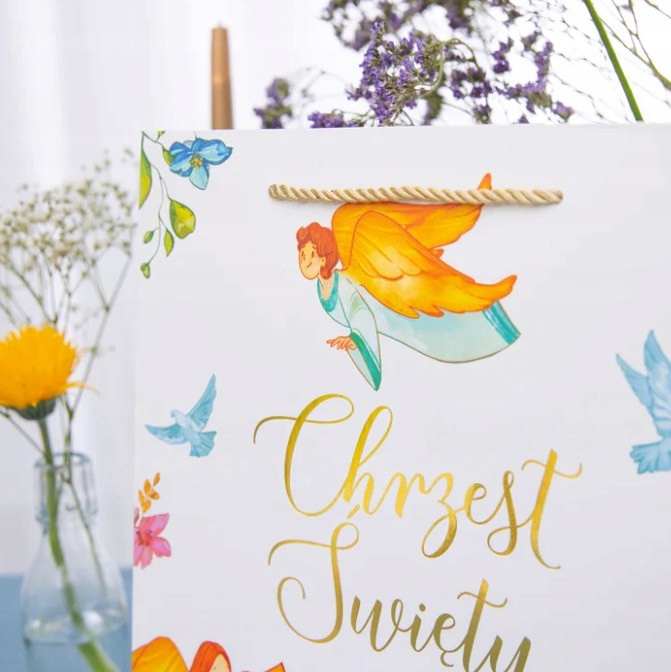 Torebka prezentowa na Chrzest Święty - Anioły EAN (GTIN) 5904610133309