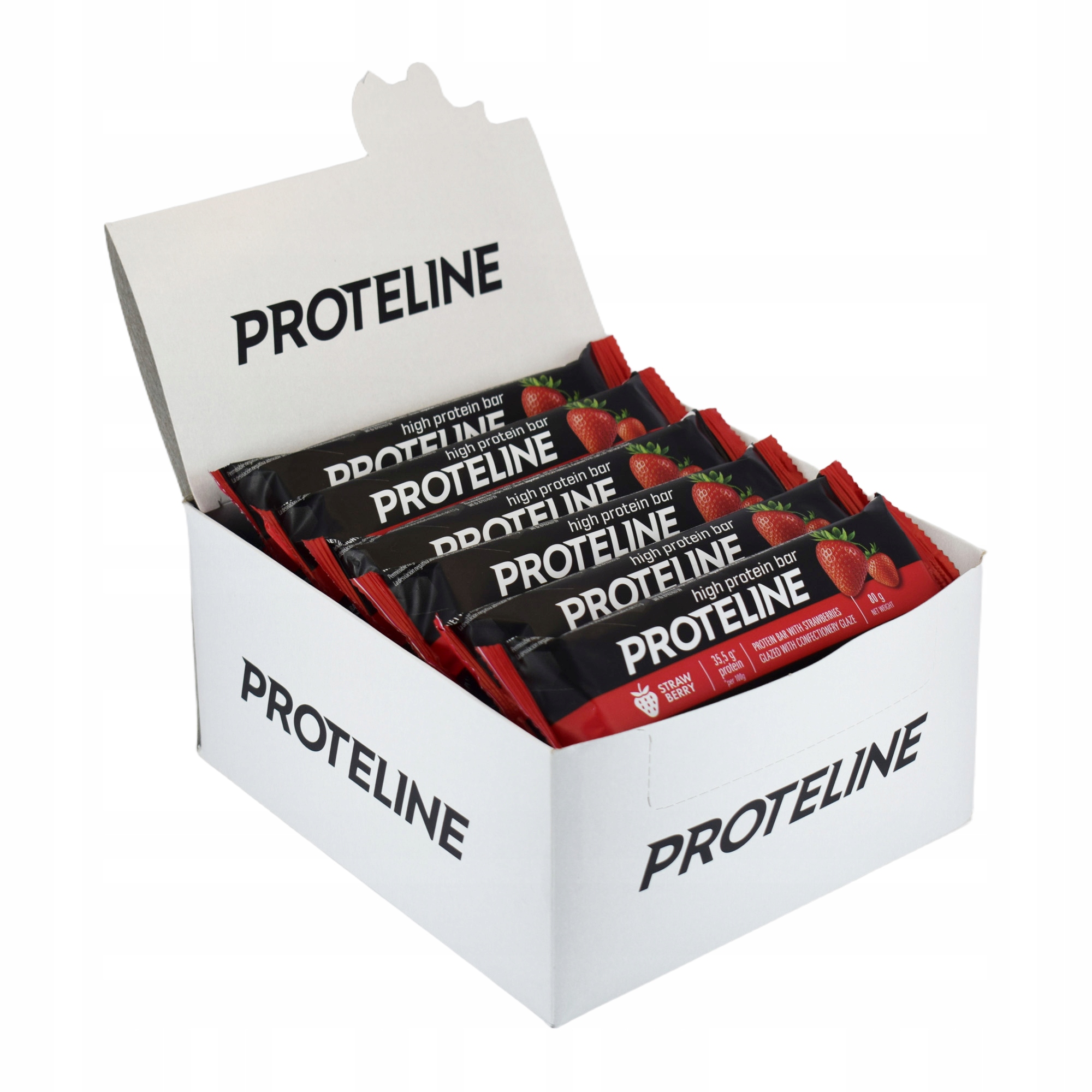 Pyszny Baton Proteinowy 80 g|36% Białka |fit| Proteline|truskawka