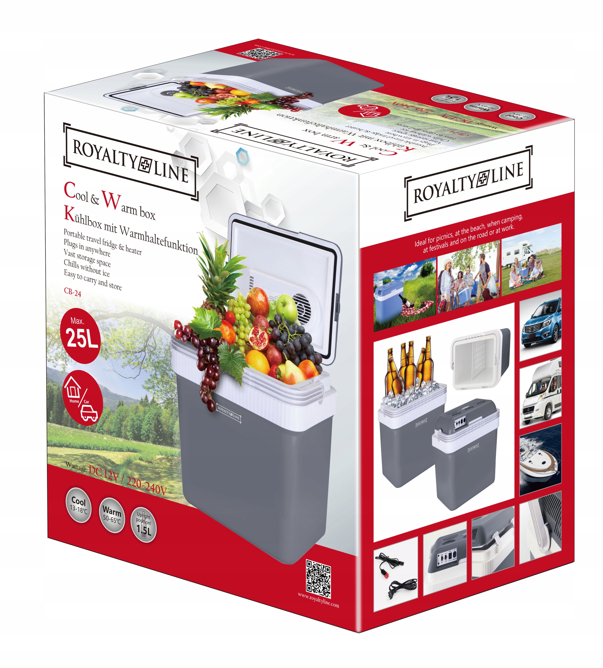 LODÓWKA TURYSTYCZNA SAMOCHODOWA CHŁODZIARKA PODRÓŻNA 25L 12V 230V + GRZANIE Stan opakowania oryginalne