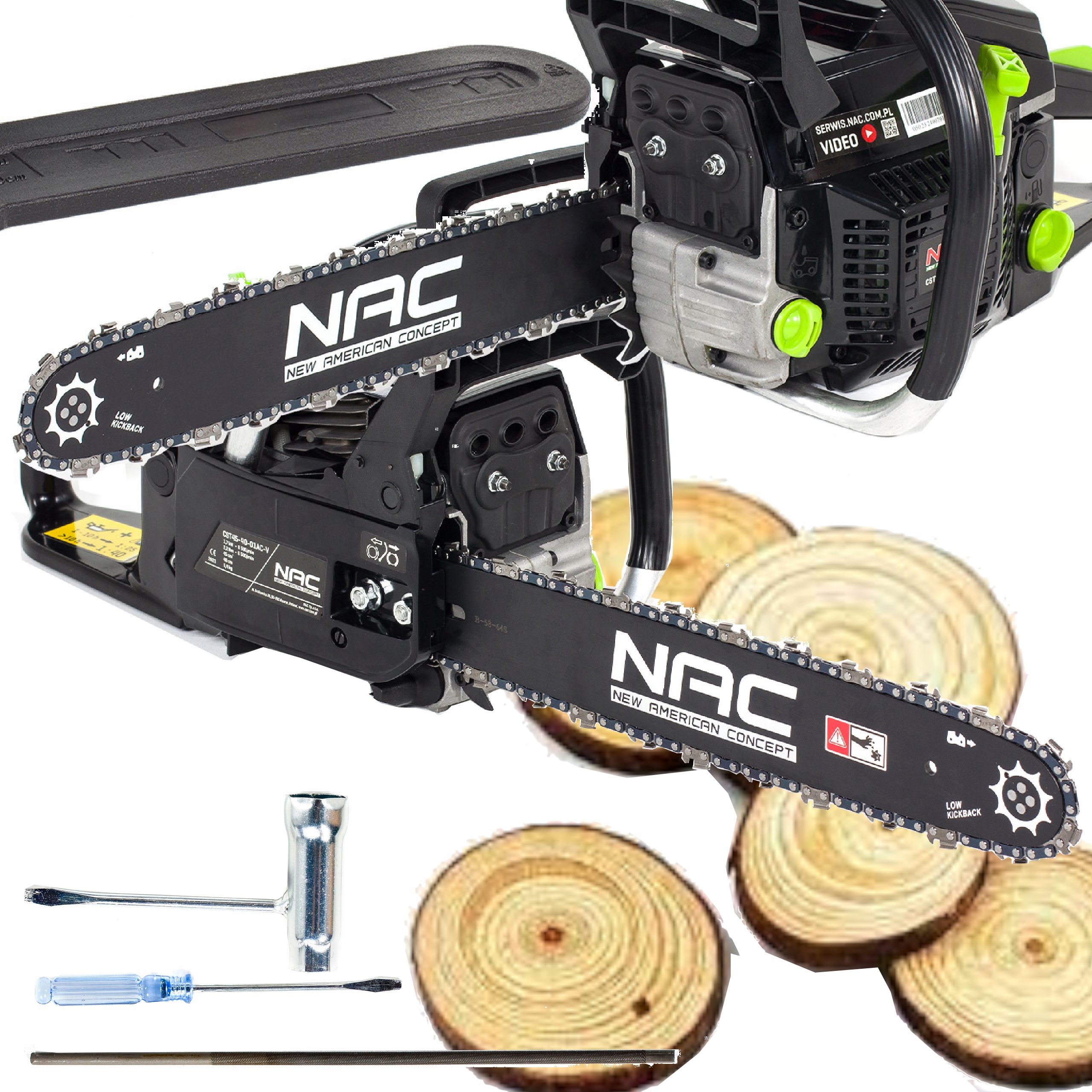 Piła Spalinowa Łańcuchowa Pilarka do drewna Nac 40 cm 45 cm3 1,7kW 22,8 m/s