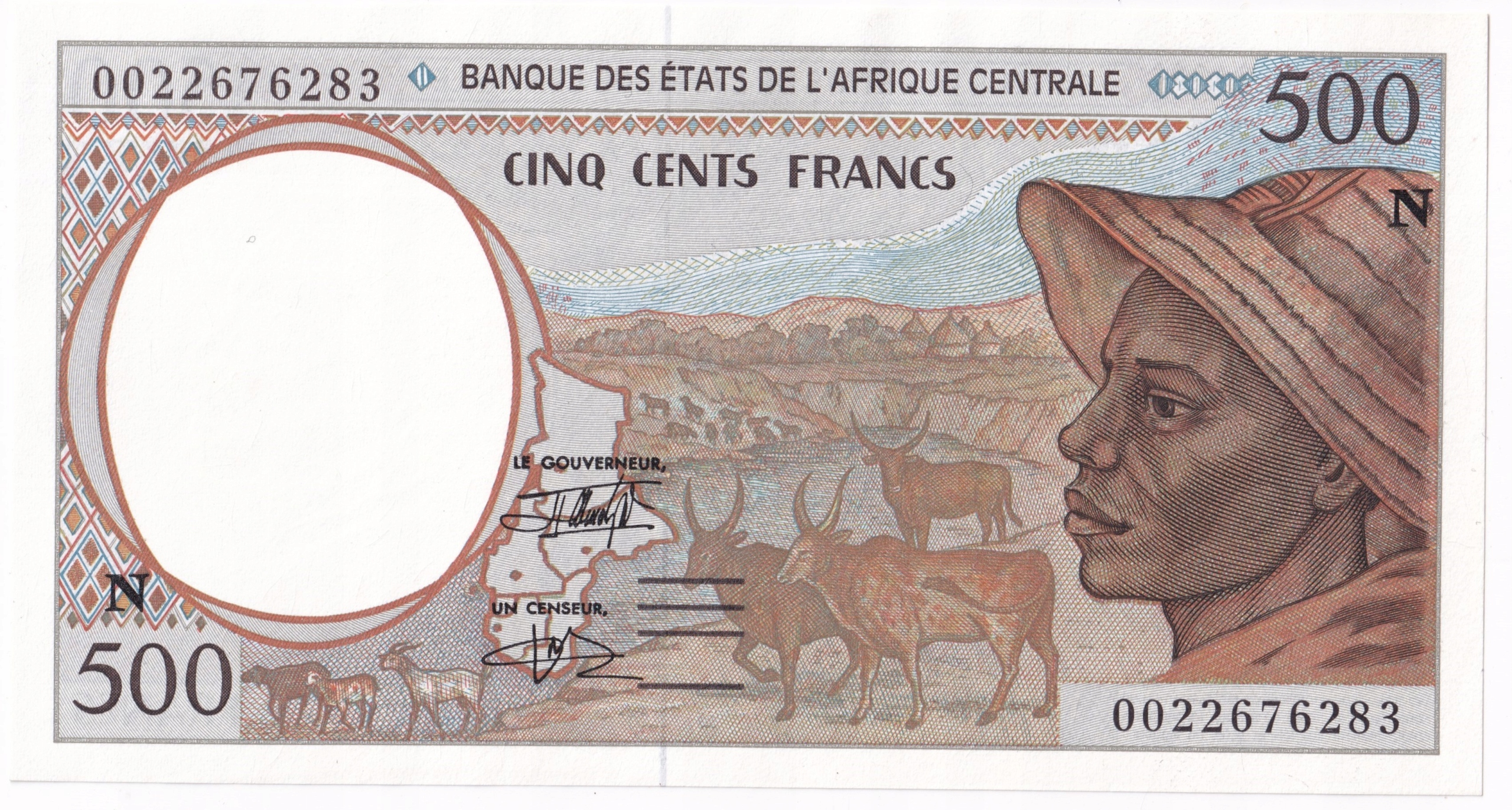 Banknot, Gwinea Równikowa 500 franków 2000 stan 1