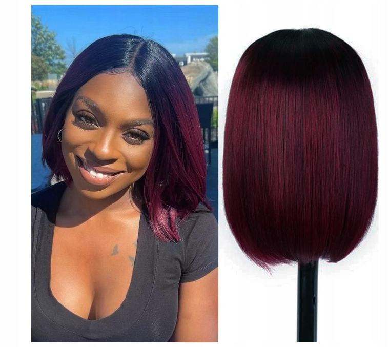 Debut Bob Paruka Lidské Vlasy Ombre Red 30 CM