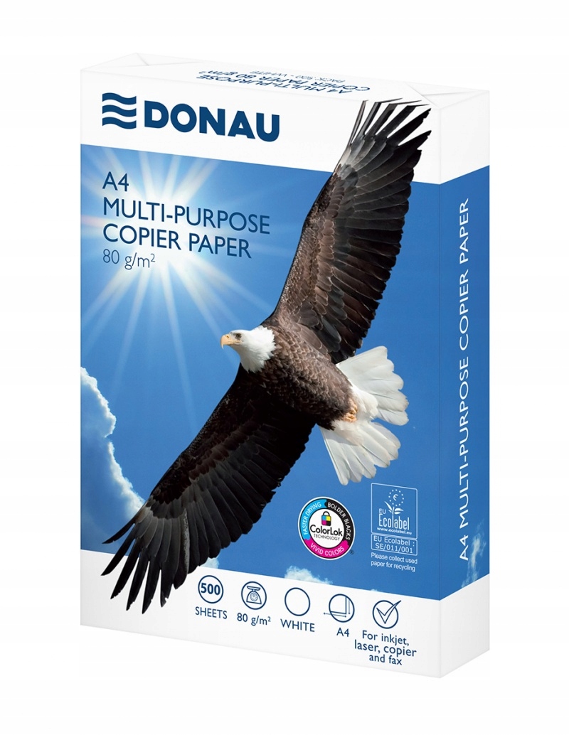 Papier do drukarki ksero Donau A4 klasa C 80 gsm 500 arkuszy biały — zestaw 5 szt.