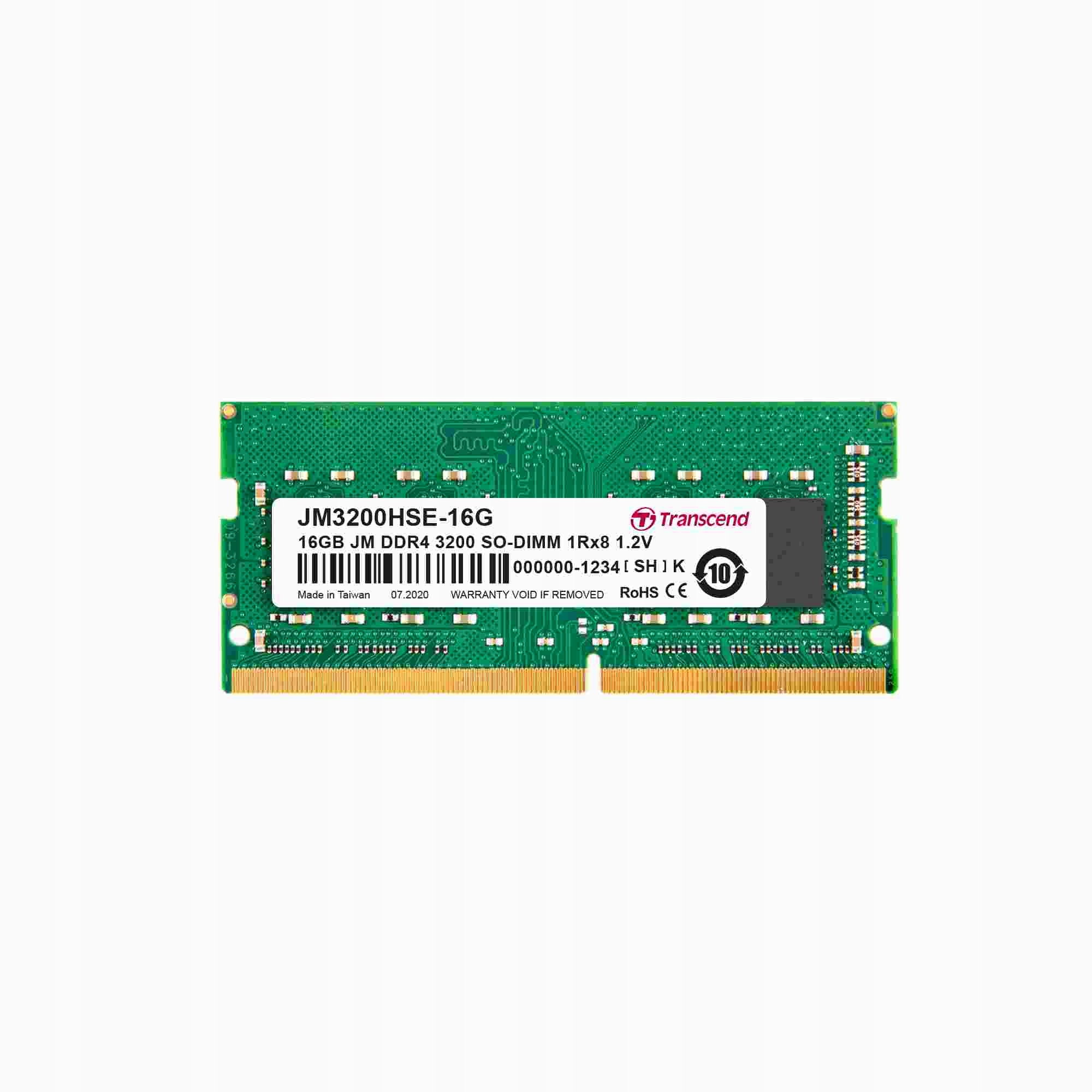 Sodimm DDR4 16GB 3200MHz Transcend 1Rx8 2Gx8 CL22 1.2V JM3200HSE-16G