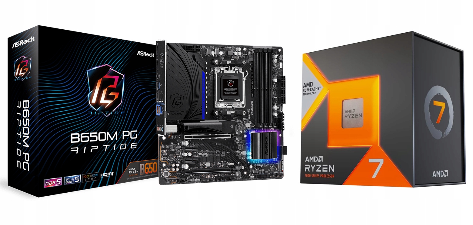 Zestaw Amd Ryzen 7 7800X3D ASRock B650M Pg Riptide