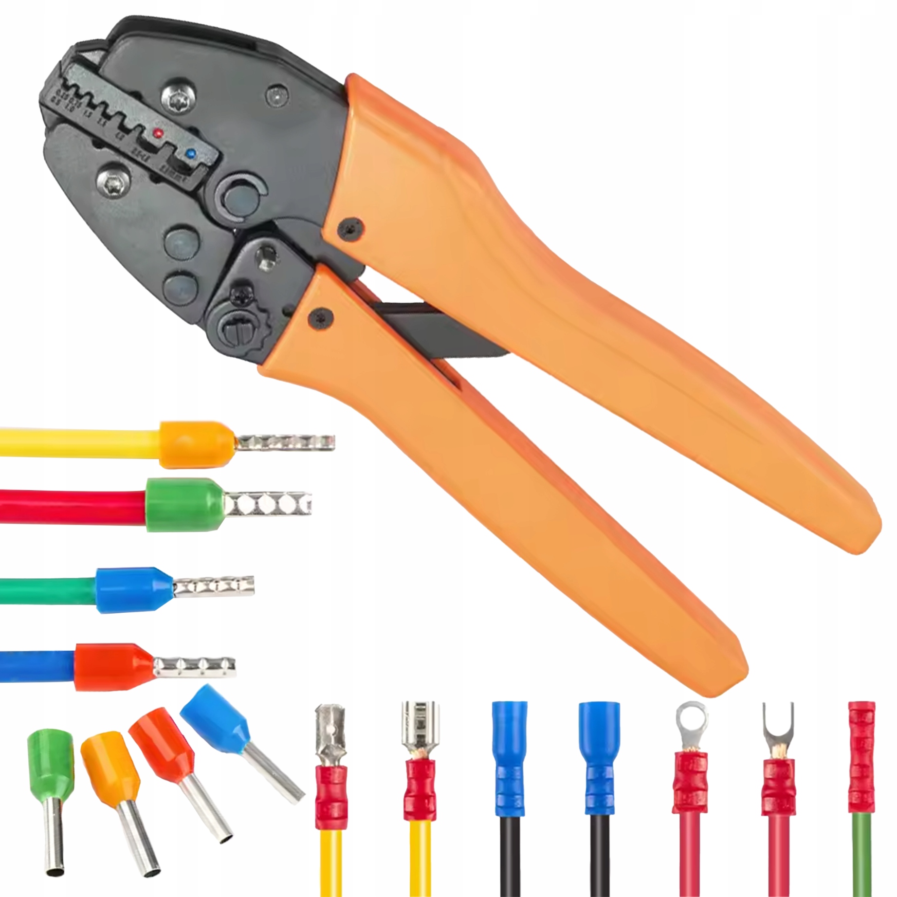 Zaciskarka Ręczna Praska Do Konektorów Izolowanych Tulejek Końcówek Kabli