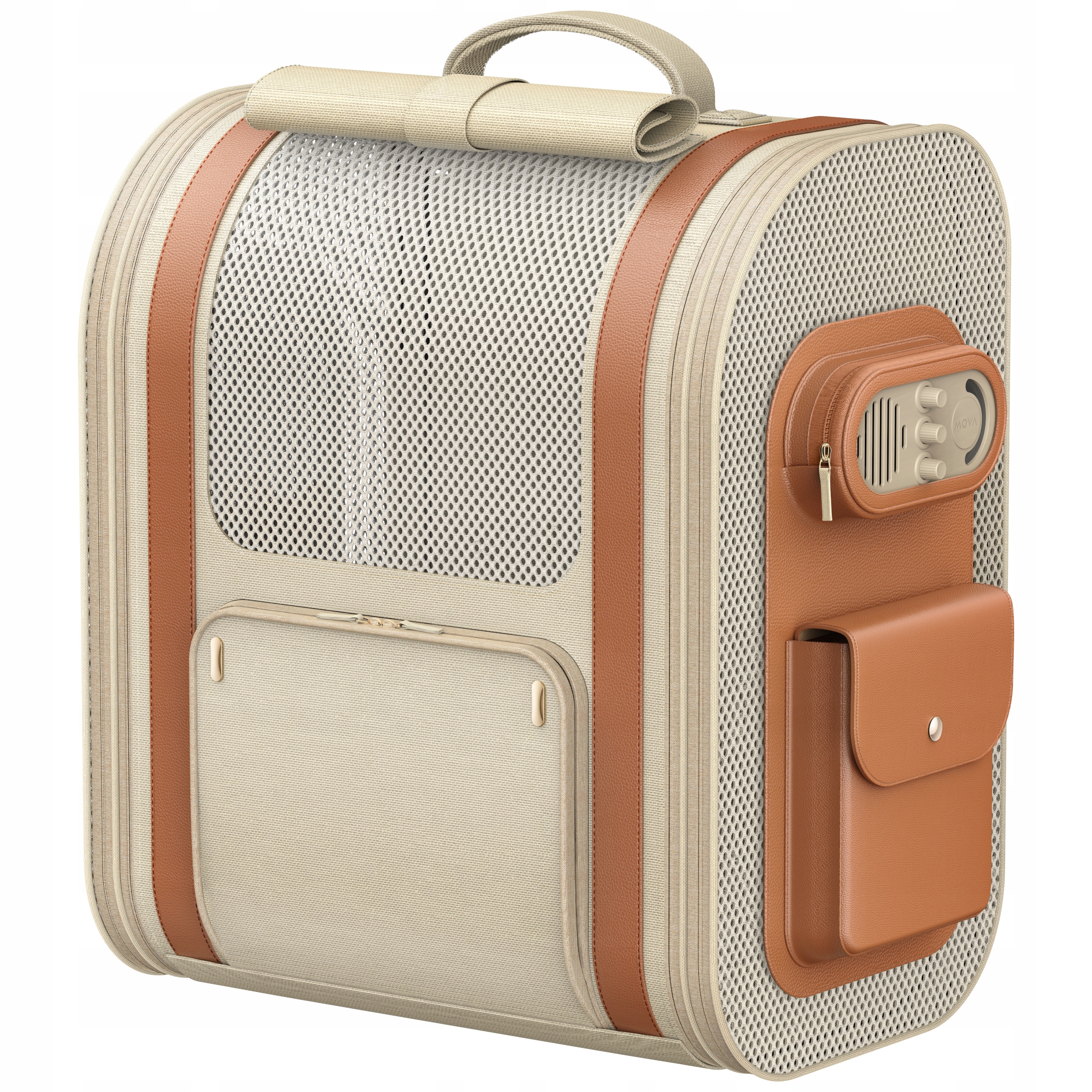 Levně Batoh na přepravku domácích mazlíčků Mova PB10 Pro béžový