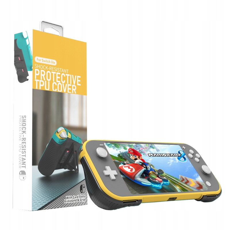 You2K Grip nakładka uchwyt etui podstawka 2 w 1 do Switch Lite żółto-czarny