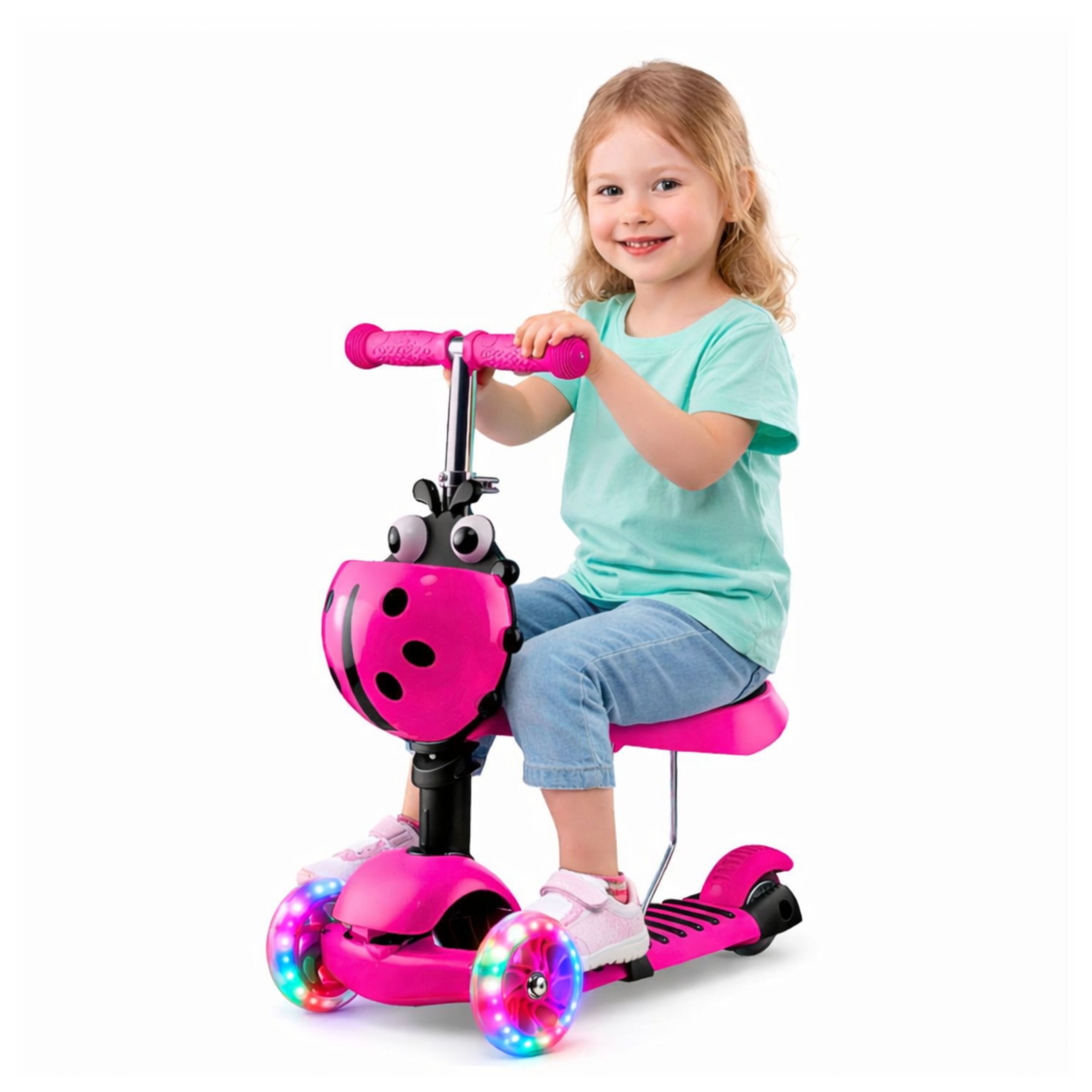 Hulajnoga dla dzieci koła led trójkołowa balansowa z siodełkiem 3+