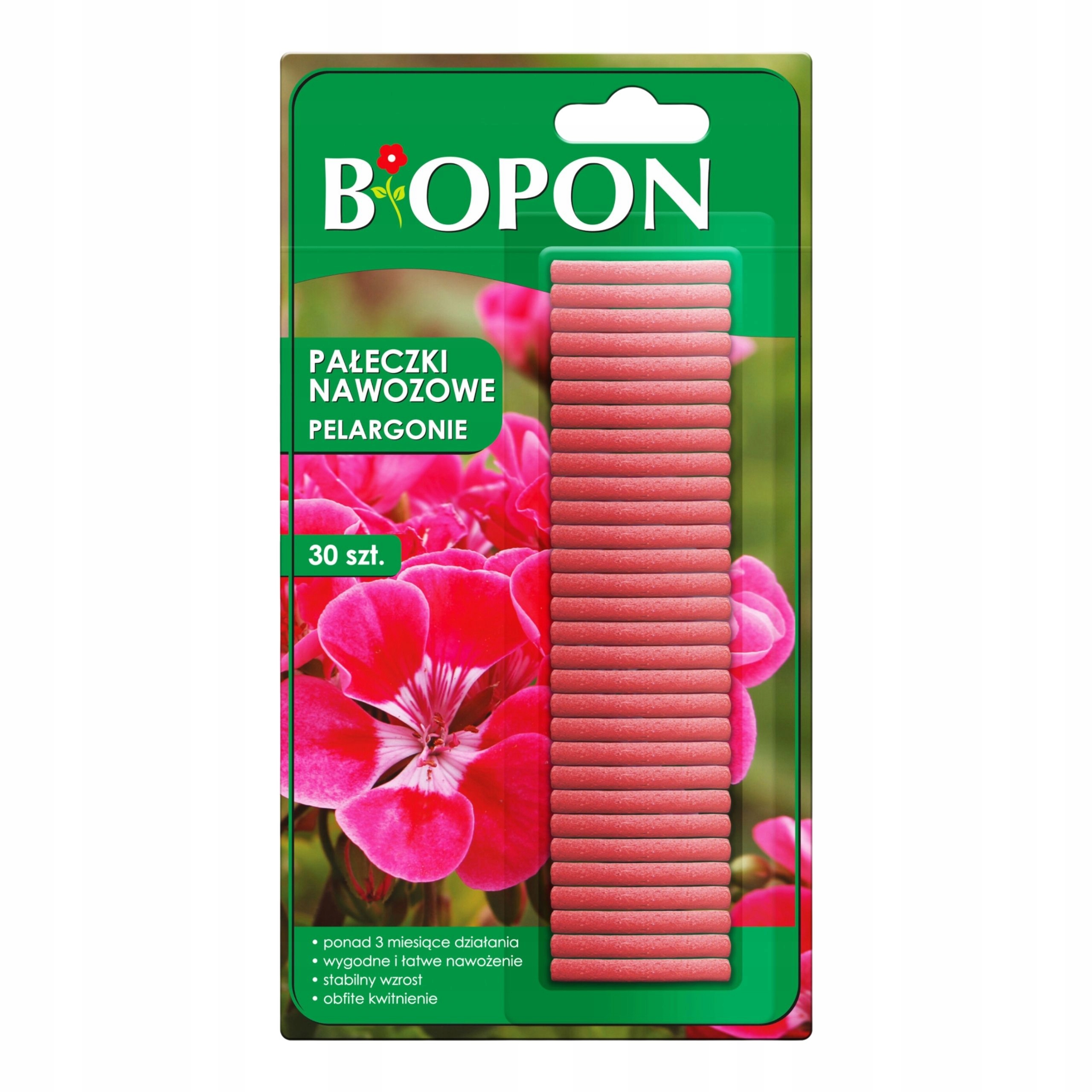 BIOPON PAŁECZKI NAWOZOWE ODŻYWKA DLA PELARGONII 30SZT. DZIAŁA 3 MIESIĄCE