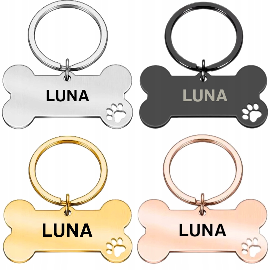 Levně Přívěsek Adresovka pro psa s gravírováním, průvodce 7 písmy, 4 barvy