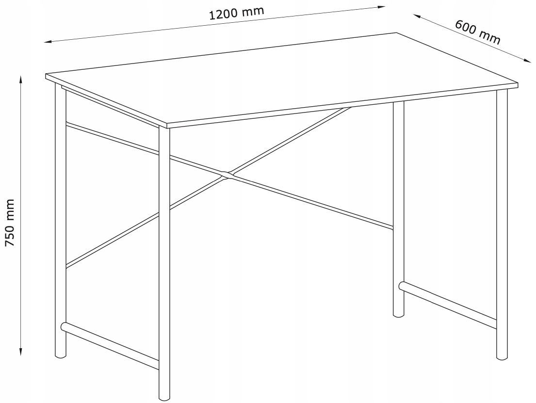 LOFTOWE Biurko VAND 120x60cm dąb/czarny EAN (GTIN) 5712110040740