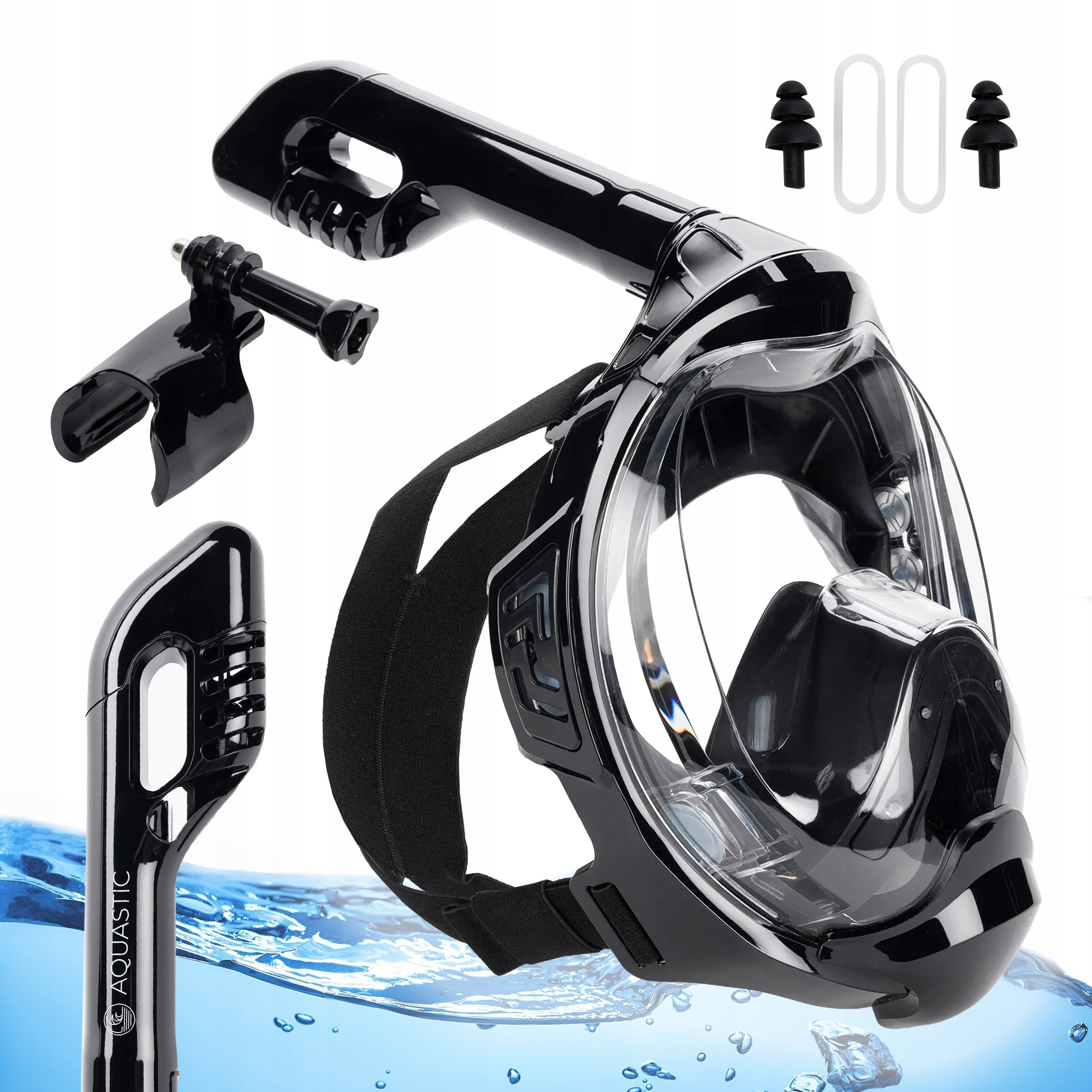 Maska pełnotwarzowa do snorkelingu AQUASTIC KAI czarny L-XL