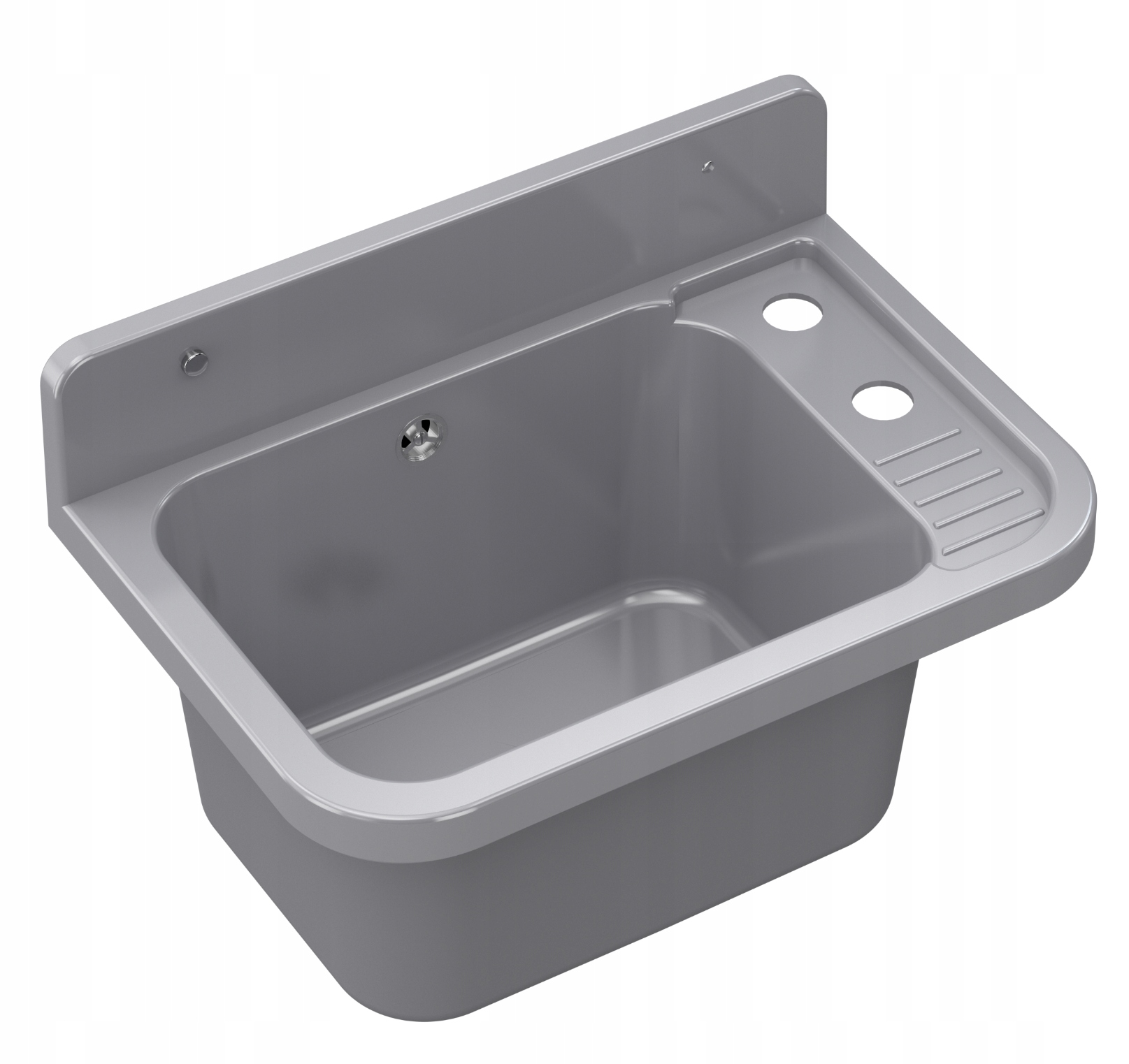 ZLEW GOSPODARCZY SZARY KOMORA TECHNICZNA BATERIA Z ELASTYCZNĄ WYLEWKĄ PARON Kształt prostokątny