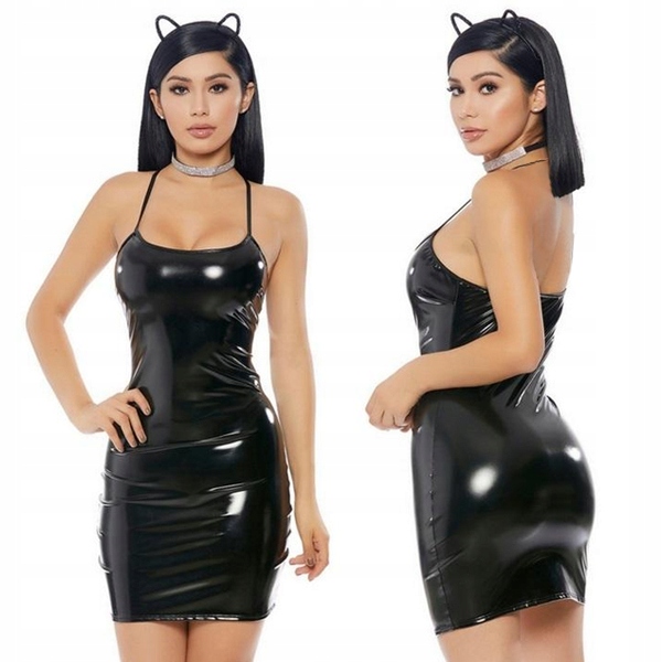 Bielizna Damska Czarny Komplet Stringi Sukienka Noc Poślubna