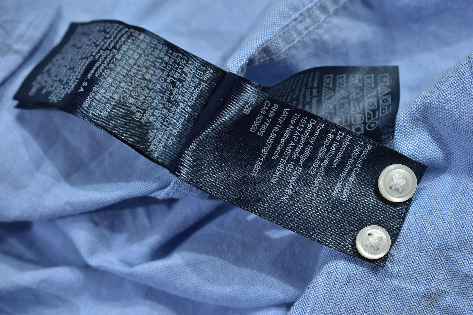 TOMMY HILFIGER Koszula Błękitna Logowana Męska / M Wzór dominujący bez wzoru