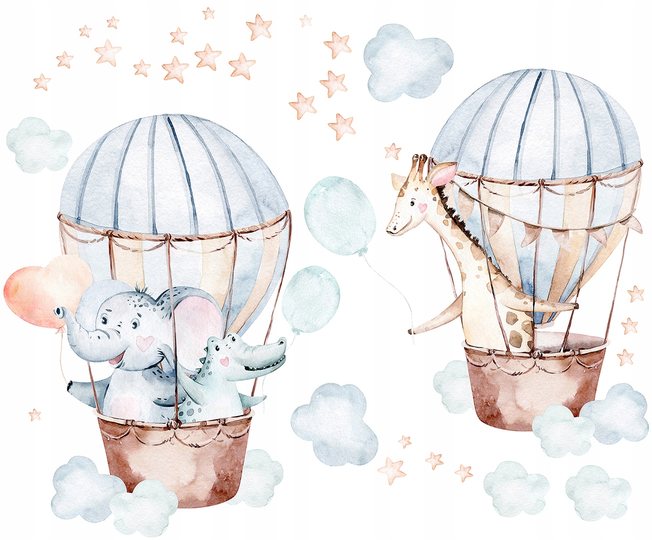 

XXL Naklejka na ścianę Balony Zwierzęta 206x118