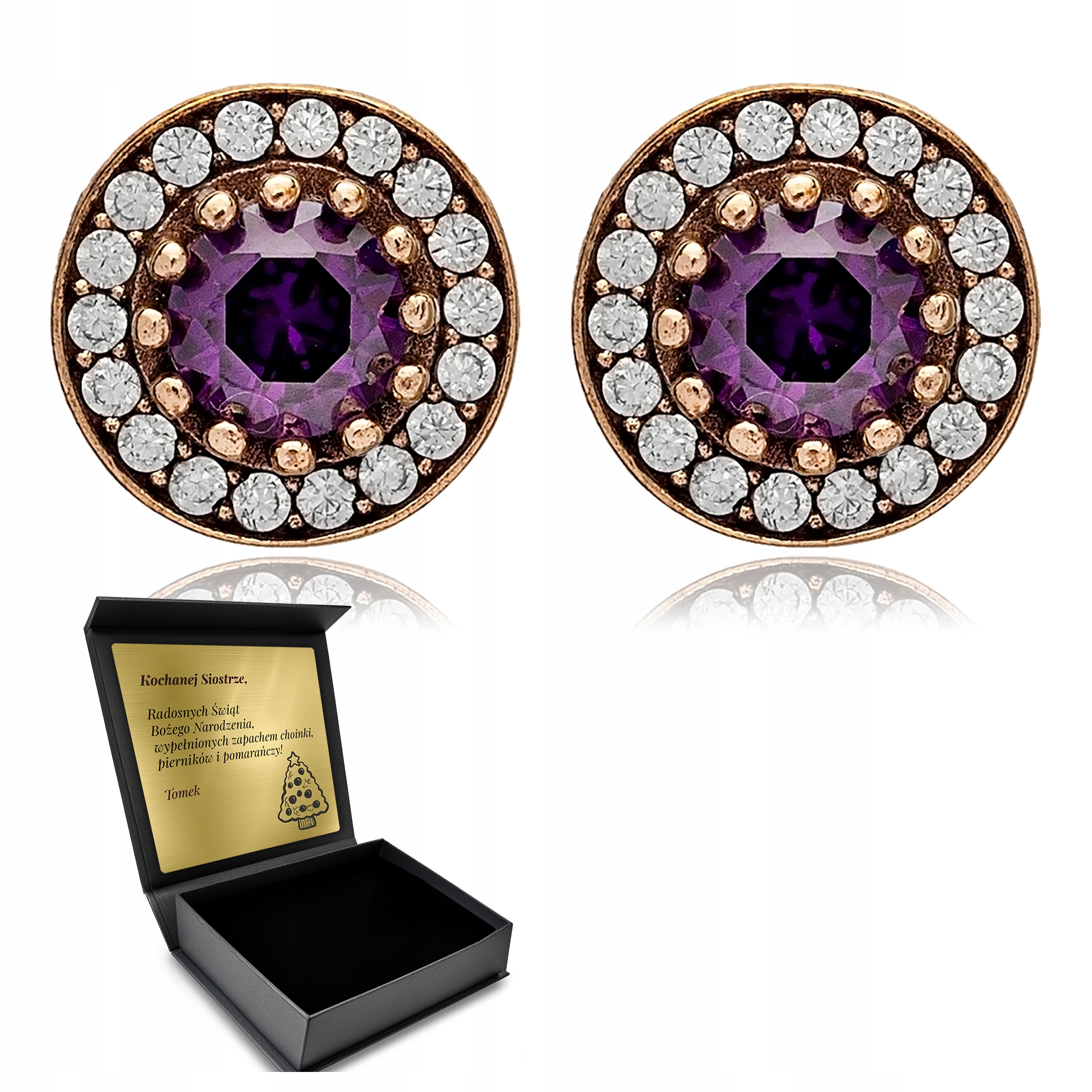 Stříbrné Náušnice Kulaté ruční práce Krásné okouzlující Krabička Gravírování