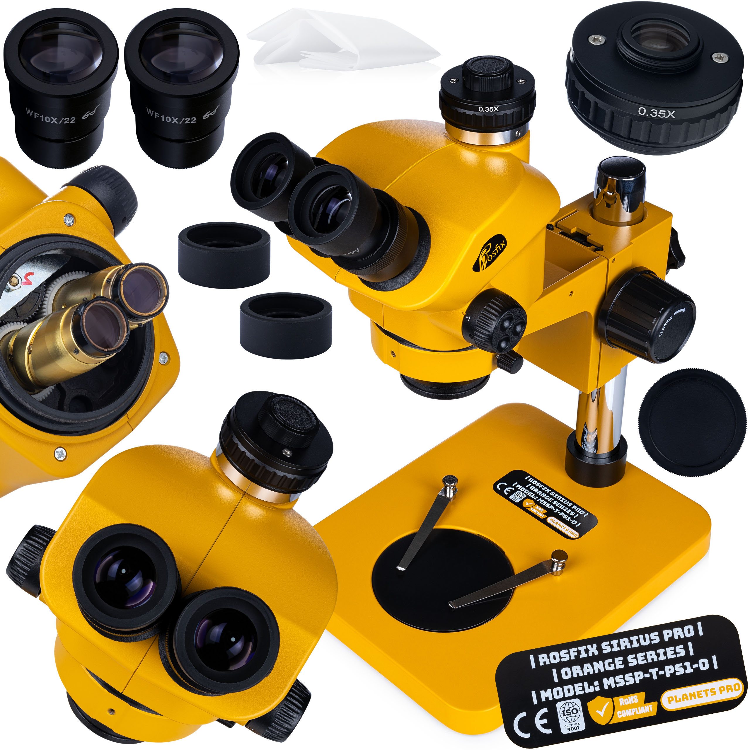 Trinokulární Stereoskopický Mikroskop Sirius Pro 7-50X 102 MM Čočka 0,35